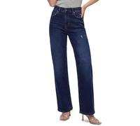 Chasehot Straight Leg Jeans for Women, High Waisted Stretchy Ripped Jeans Relaxed-fit Trendy Wide Leg Boyfriend Mom Cute Ladies Denim Pants, 30 Inch Inseam-Dark Indio Wash-Size 24