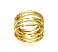 CHASELOV Classic Plain Multi Cross Lines Wide Band Ring,Hypoallergenic 316L Steel Statement Thumb Index Finger Chunky Band Ring,Cocktail Party Ring for Women, 5 UK, Metal, No Gemstone