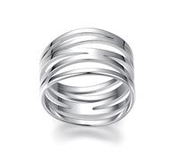 CHASELOV Classic Plain Multi Cross Lines Wide Band Ring,Hypoallergenic 316L Steel Statement Thumb Index Finger Chunky Band Ring,Cocktail Party Ring for Women, 8 UK, Metal, No Gemstone
