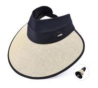 Chasenew Sun Visor Hats Women Floppy Large Brim Summer UV Protection Beach Cap for Summer Safari Sports UPF 50+ Foldable, Beige-straw, One Size