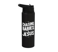 Chasing Babies and Jesus Religious Christian Stainless Steel Insulated Water Bottle