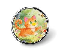 Chasing Butterflies, Little Orange Button Pin Round Metal Lapel Pins Badges Classic Cute Brooche Pin Personalized Pinback Button Badges Novelty Funny Enamel Pins for Backpacks Jackets Bags