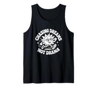 Chasing Dreams Not Drama Motivational Retro Sun Quote Tank Top