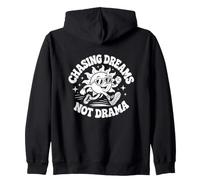 Chasing Dreams Not Drama Motivational Retro Sun Quote Zip Hoodie