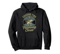 Chasing Fish Following Christ Jesus Faith Fishing Christian Pullover Hoodie