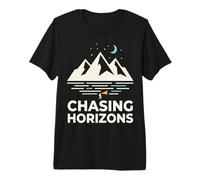 Chasing Horizons Night Hiking Mountain Moon Stars Premium T-Shirt