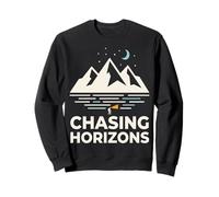 Chasing Horizons Night Hiking Mountain Moon Stars Sweatshirt