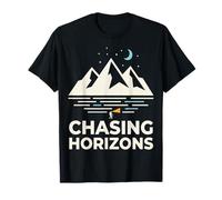 Chasing Horizons Night Hiking Mountain Moon Stars T-Shirt