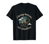 Chasing Horizons Not Deadlines Motorcycle Biker novelty Art T-Shirt