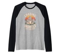 Chasing Morels Not Crowds Mushroom Hunter Raglan Baseball Tee