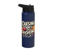 Chasing Strikes Crushing Pins Bowling Quote Stainless Steel Insulated Water Bottle