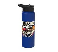 Chasing Strikes Crushing Pins Bowling Quote Stainless Steel Insulated Water Bottle