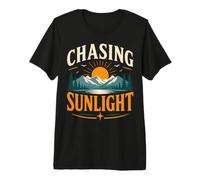 Chasing Sunlight Mountain Sunset Hiking Premium T-Shirt