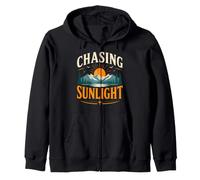Chasing Sunlight Mountain Sunset Hiking Zip Hoodie