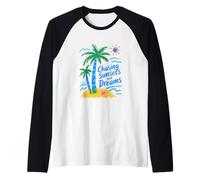 Chasing Sunsets and Dreams - Summer Fun Child Graphic Raglan Baseball Tee