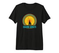 Chasing Sunsets and Horizons for Sunset Sailing Premium T-Shirt