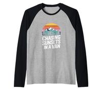 Chasing Sunsets in A Van Road Trip Adventure Raglan Baseball Tee