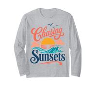 Chasing Sunsets Retro Beach Coastal Vibes Long Sleeve T-Shirt