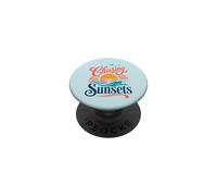 Chasing Sunsets Retro Beach Coastal Vibes PopSockets Adhesive PopGrip