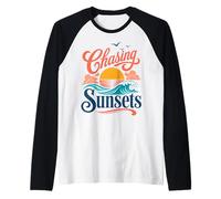 Chasing Sunsets Retro Beach Coastal Vibes Raglan Baseball Tee
