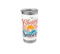 Chasing Sunsets Retro Beach Coastal Vibes Stainless Steel Insulated Tumbler