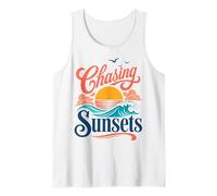 Chasing Sunsets Retro Beach Coastal Vibes Tank Top