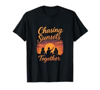 Chasing Sunsets Together Sunset Silhouette Design T-Shirt
