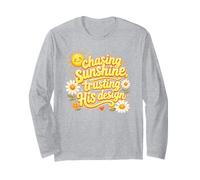 Chasing Sunshine Trusting His Design Christian Daisy Summer Long Sleeve T-Shirt
