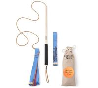 Chasing Tails Flirt Pole for Dogs & Cats - Sturdy Aluminum Flirt Pole for Large Dogs & Small Pets Exercise, Safe Dog & Cat Chase Toy with Adjustable Rope - 2 Pet Chasing Toys Included