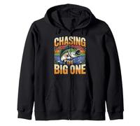 Chasing The Big One Bass Fishing Angler Zip Hoodie
