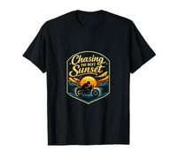 Chasing The Next Sunset Biker Vintage Badge T-Shirt