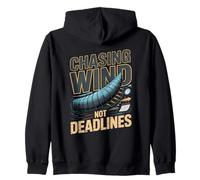 Chasing Wind Not Deadlines Kitesurfing Saying Zip Hoodie
