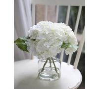 CHASMILE Real Touch Artificial Flowers Whith White Hydrangea in Vase for Home Decoration, Fake Hydrangea Centerpieces for Tables, Lifelike Fake Hydrangea in Vase for Bathroom, Office and Water Bar