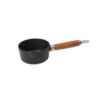 Chasseur Cast Iron Milk Pan With Wood Handle, 14Cm - Matt Black