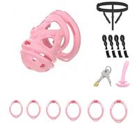 Chastity Cage Cock Cage Penis Bondage Devices for Men Sex Toys Chasity Lock SM Inverted Invisible Use with 6 Cock Rings,Elasticity Belt Urethral Sound Catheter Plug (ZF,M)