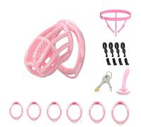 Chastity Cage Cock Cage Penis Bondage Devices for Men Sex Toys Chasity Lock SM Inverted Invisible Use with 6 Cock Rings,Elasticity Belt Urethral Sound Catheter Plug Accessories(ZF,S)