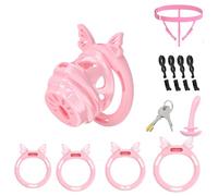 Chastity Cage Devices Lightweight Cock Cage Penis Bondage Chasity Lock Sex Toys for Men SM Inverted Invisible Use with 4 Silicone Cock Rings for Male Penis Restraint Device(ZF,S)