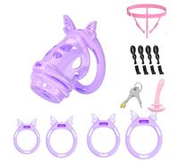 Chastity Cage Devices Lightweight Cock Cage Penis Bondage Chasity Lock Sex Toys for Men SM Inverted Invisible Use with 4 Silicone Cock Rings for Male Penis Restraint Device(ZZ,M)
