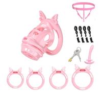 Chastity Cage Devices Lightweight Cock Cage Penis Bondage Exercise Sex Toys for Men Chasity Lock SM Inverted Invisible Use with 4 Silicone Cock Rings for Male(ZF,M)