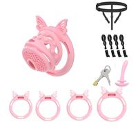 Chastity Cage Devices Lightweight Cock Cage Penis Bondage Sex Toys for Men Chasity Lock SM Inverted Invisible Use with 4 Silicone Cock Rings Penis Exercise Cage to Prevent Erection(ZF,S)