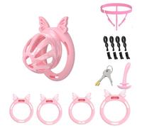 Chastity Cage Devices Lightweight Cock Cage Penis Bondage Sex Toys for Men Chasity Lock SM Inverted Invisible Use with 4 Silicone Cock Rings for Male Penis Restraint Device(ZF,S)