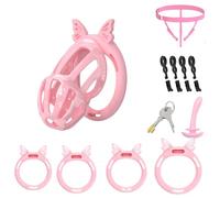Chastity Cage Devices Lightweight Cock Cage Penis Bondage Sex Toys for Men Chasity Lock SM Inverted Invisible Use with 4 Silicone Cock Rings for Male Penis Restraint Device(ZF,L)