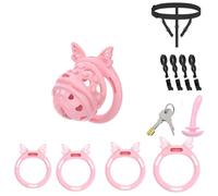 Chastity Cage Devices Lightweight Cock Cage Penis Bondage Sex Toys for Men to Prevent Erection Chasity Lock SM Inverted Invisible Use with 4 Silicone Cock Rings for Male(ZF,S)