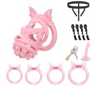 Chastity Cage Devices Lightweight Cock Cage Penis Exercise Cage to Prevent Erection Sex Toys for Men Chasity Lock Inverted Invisible Use with 4 Silicone Cock Rings for Male(ZF,M)