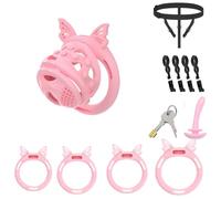 Chastity Cage Devices Lightweight Cock Cage Penis Exercise Cage to Prevent Erection Sex Toys for Men Chasity Lock SM Inverted Invisible Use with 4 Silicone Cock Rings for Male(ZF,S)