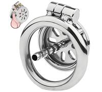 Chastity Cage Inverted Chastity Devices with Metal Urethral Catheter for Men Metal Sissy Flat Chastity Lock SM Sex Toys with Invisible Lock to Prevent Erection Bondage for Male