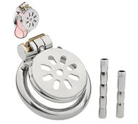Chastity Cage Inverted Chastity Devices with Metal Urethral Catheter for Men Metal Sissy Flat Chastity Lock SM Sex Toys with Invisible Lock to Prevent Erection Bondage for Male