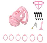 Chastity Cage Lock Penis Exercise Devices Lightweight for Men Sex Toys with 6 Cock Rings,Elasticity Belt Urethral Sound Catheter Plug Restraint SM Inverted Invisible Beginners(ZF,M)