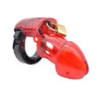 Chastity Cage Male Sex Toys Man Chastity Device Cock Cage with Adjustable Size Rings Brass Lock Locking Erotic Urethral Products Red One Size