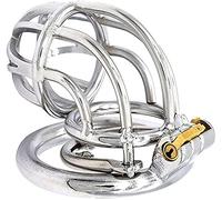 Chastity Cage Men's Stainless Steel Chastity Belt Penis Cage with Anti-Drop Ring Curved BDSM Extreme Bondage Chastity Cage 3 Sizes Cock Cage Couples Privacy Game Sex Toy(45mm)